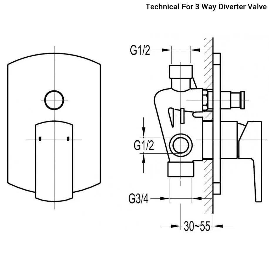 3 way shower diverter valve diagram
