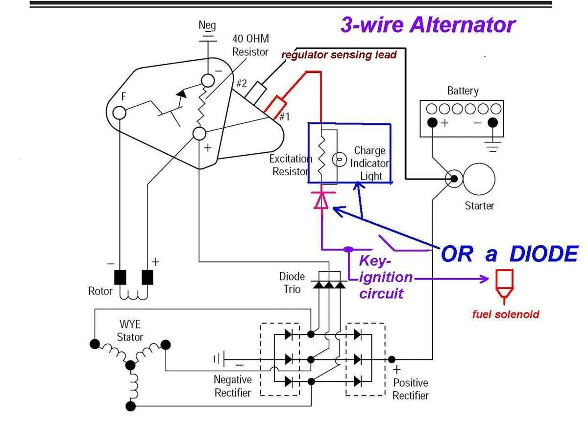3 wire alternator diagram