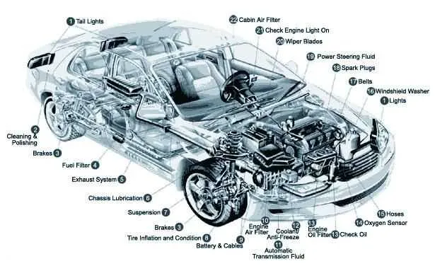 diagram of underside of car