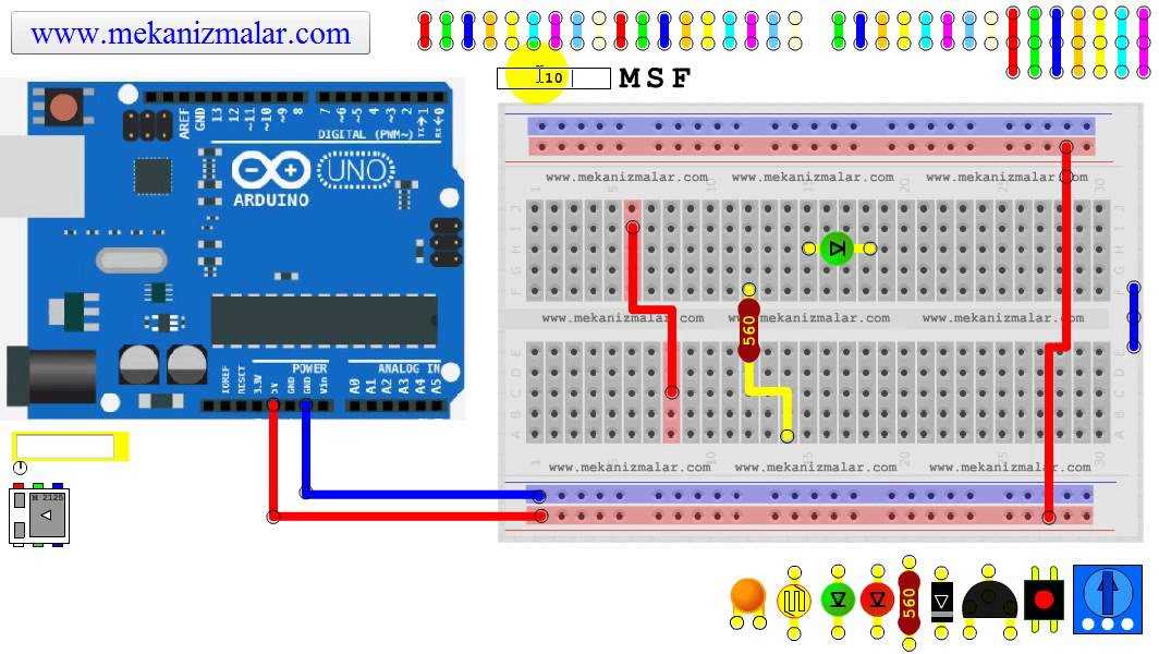 Steps to draw an Arduino circuit diagram online