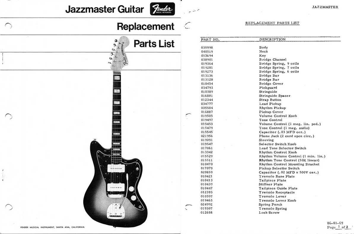 Fender guitar parts diagram