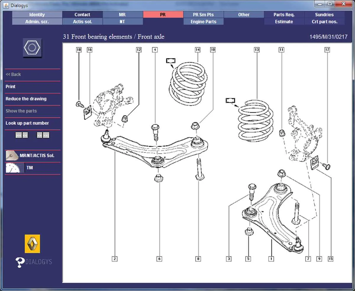 front end parts diagram