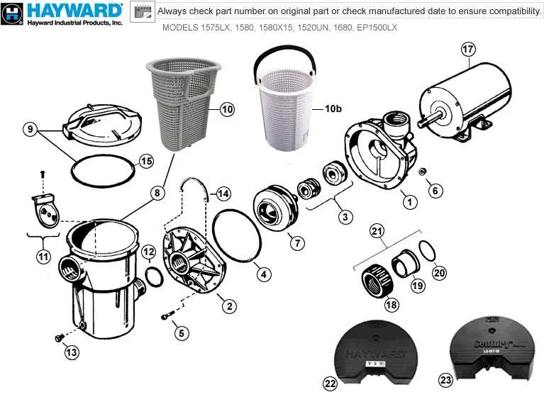 hayward pool pump parts diagram