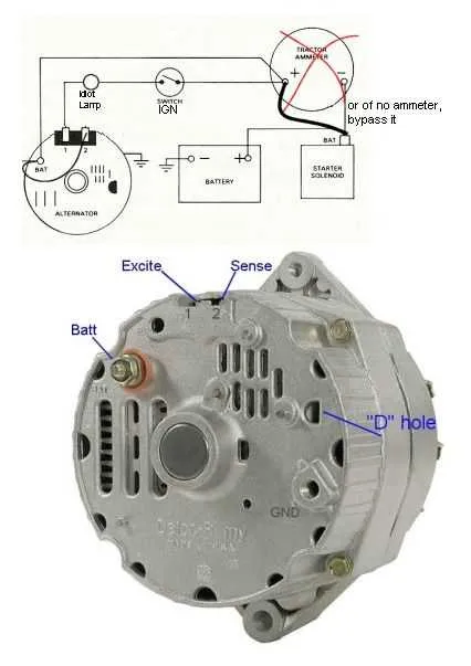 internal regulator 3 wire alternator wiring diagram