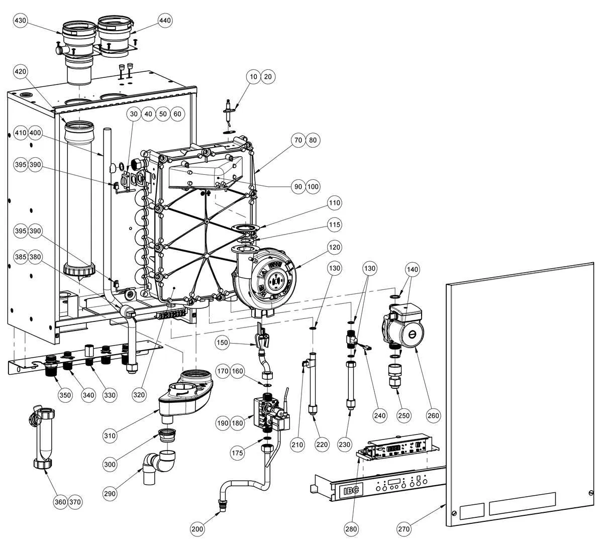 parts of a boiler diagram