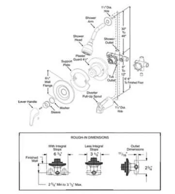 parts of a shower faucet diagram