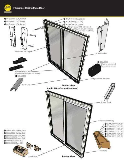 sliding screen door parts diagram