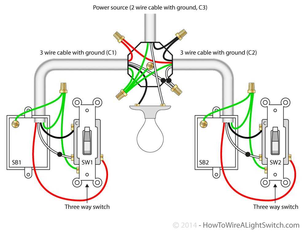 Three way electrical switch wiring diagram