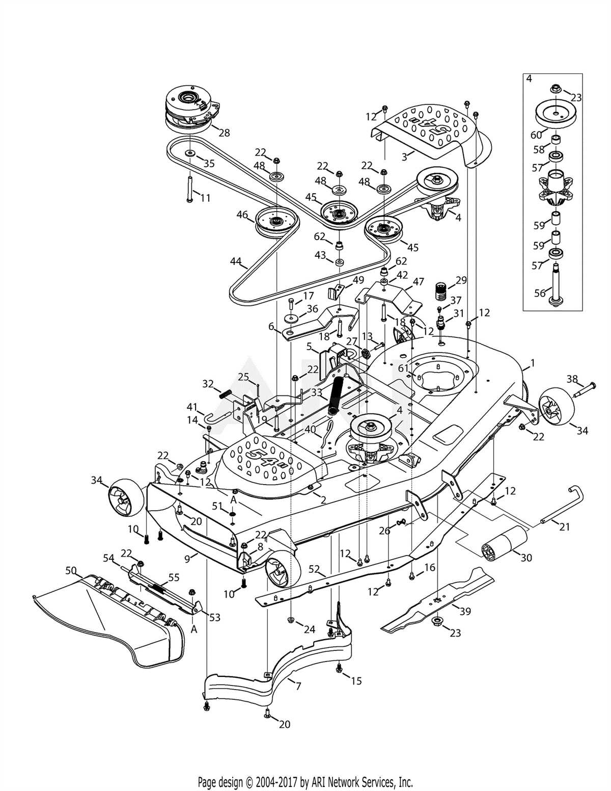 Components of the Troy Bilt Mustang 42 Deck Belt Diagram