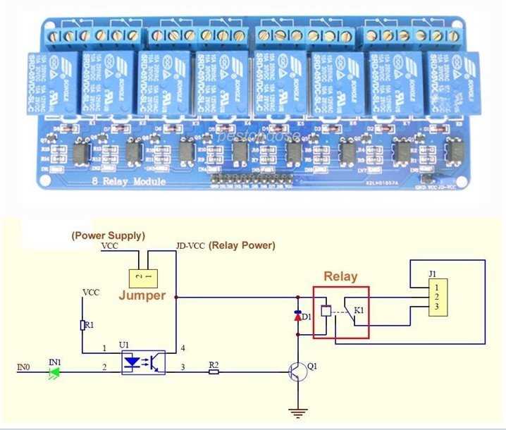 Arduino 4 relay module schematic