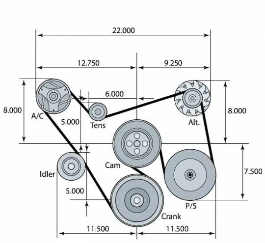chevy 350 fan belt diagram