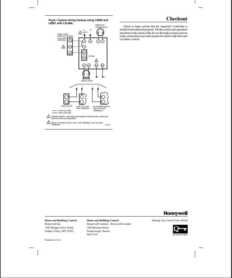 honeywell aquastat wiring diagram