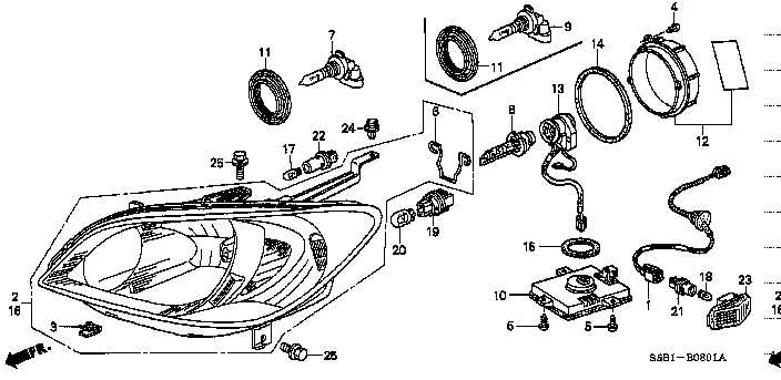 diagram headlight parts names