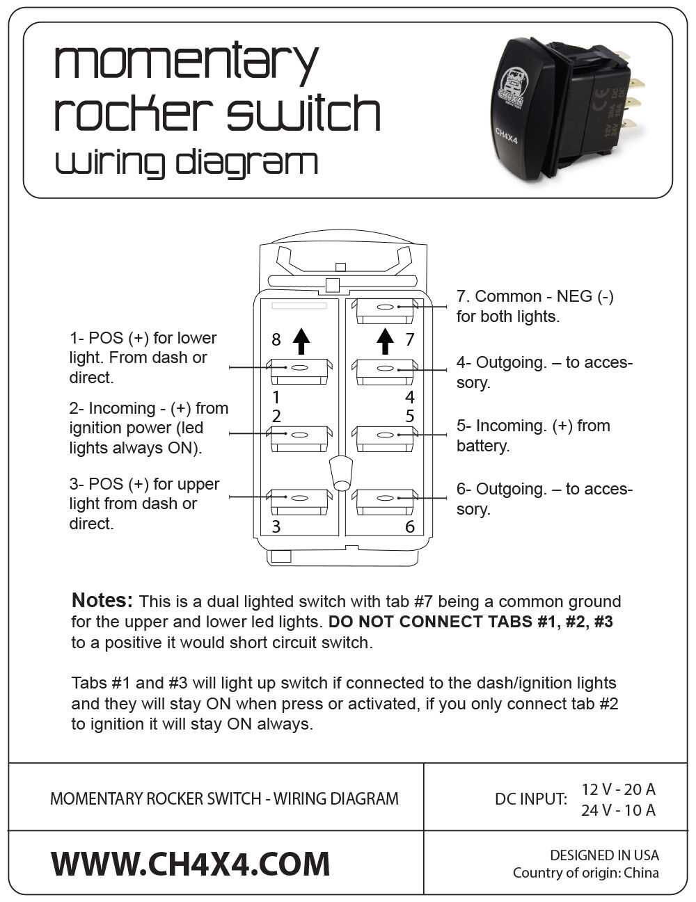 Rocker switch wiring instructions