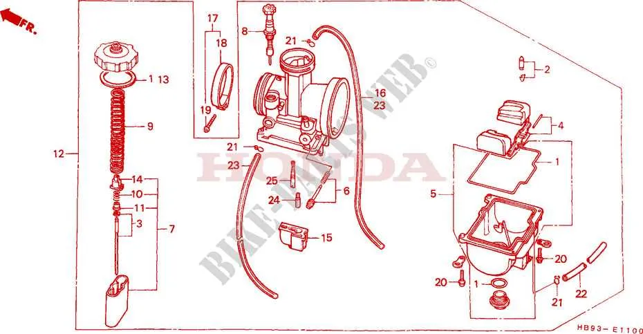 honda recon 250 carburetor diagram