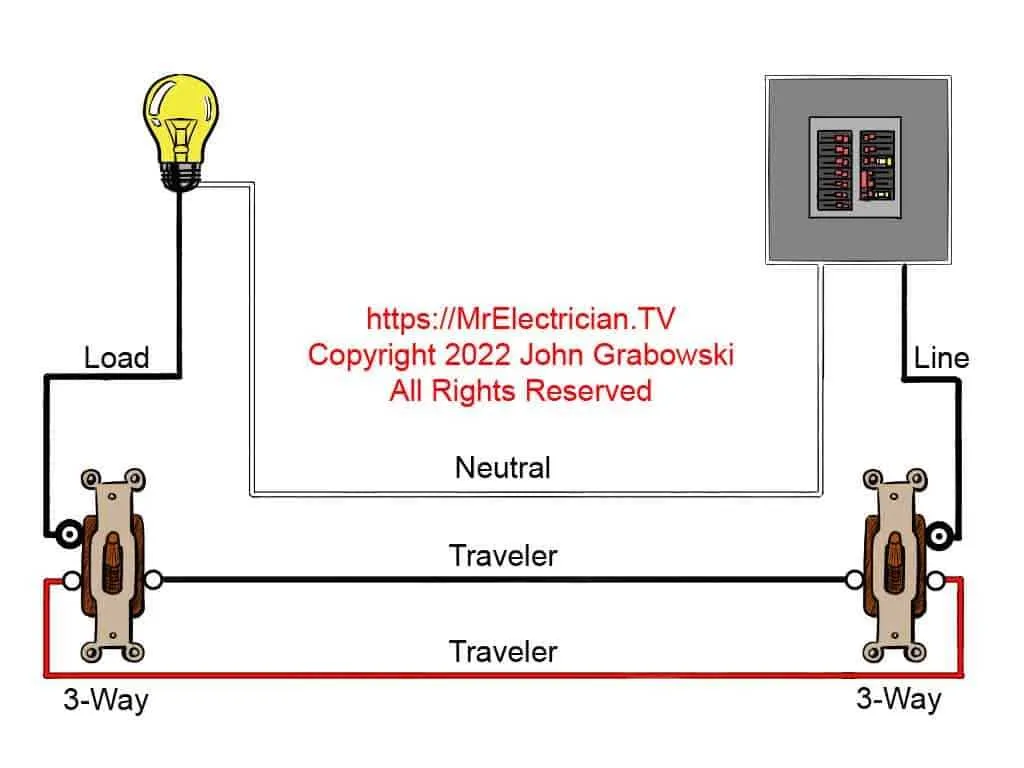 diagram to wire a three way switch
