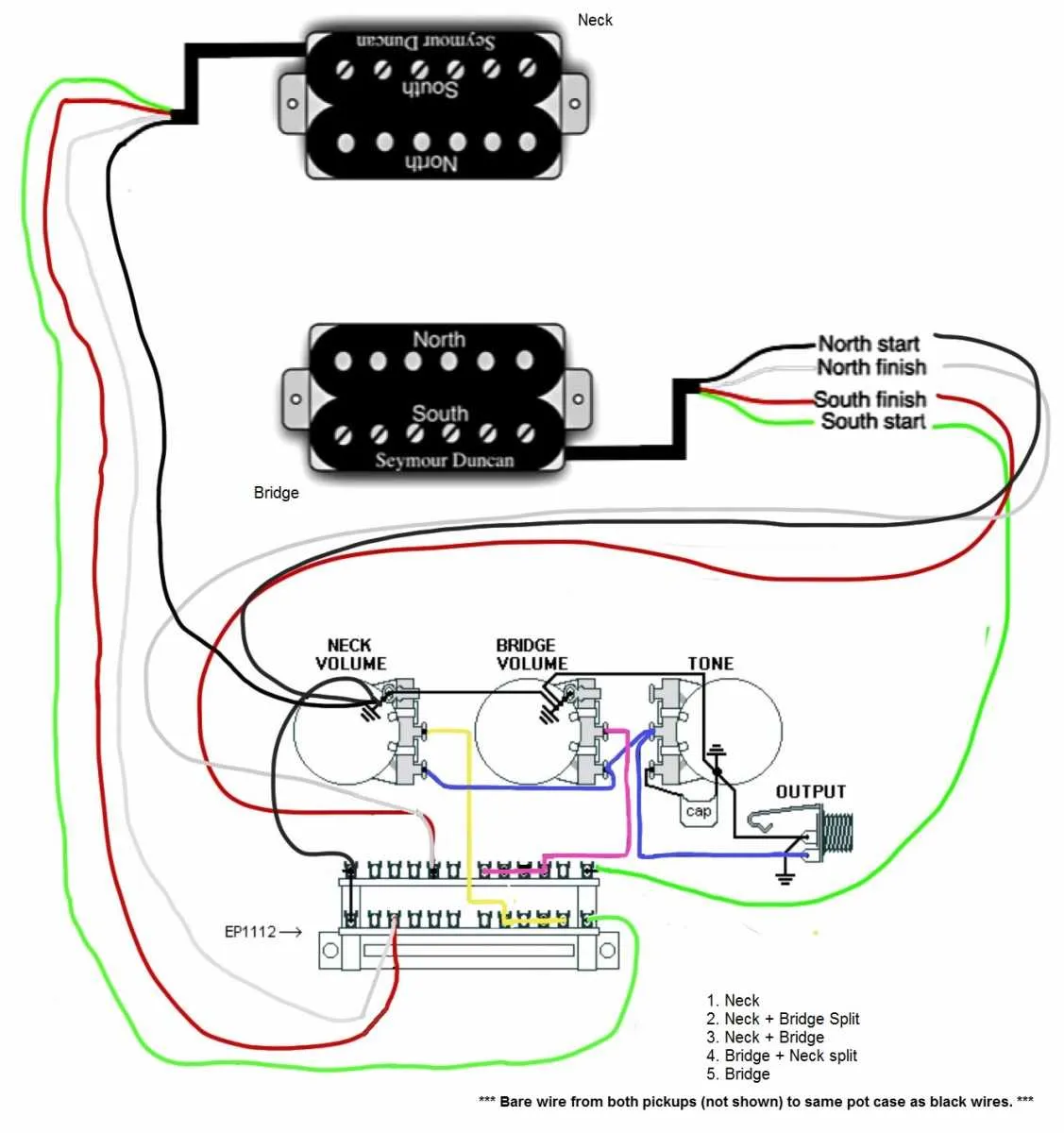 2 wire humbucker wiring diagram