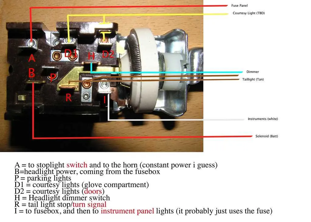 wiring diagram for headlight switch