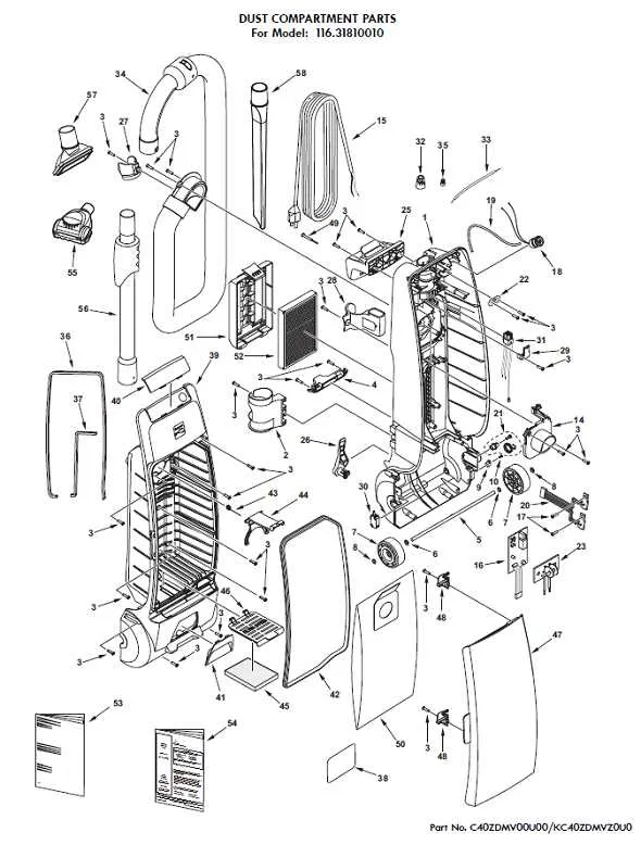 kenmore vacuum model 115 parts diagram