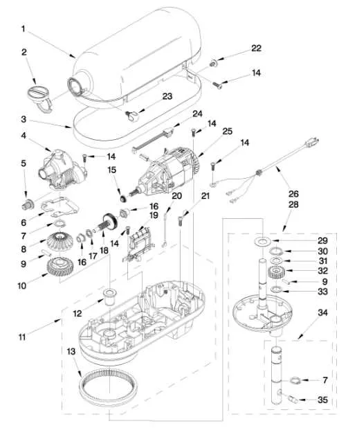 kitchenaid stand mixer parts diagram