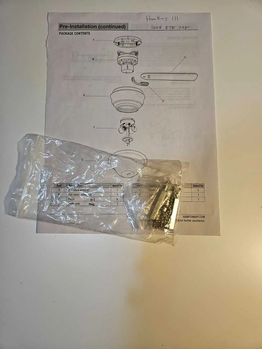 hampton bay ceiling fan parts diagram