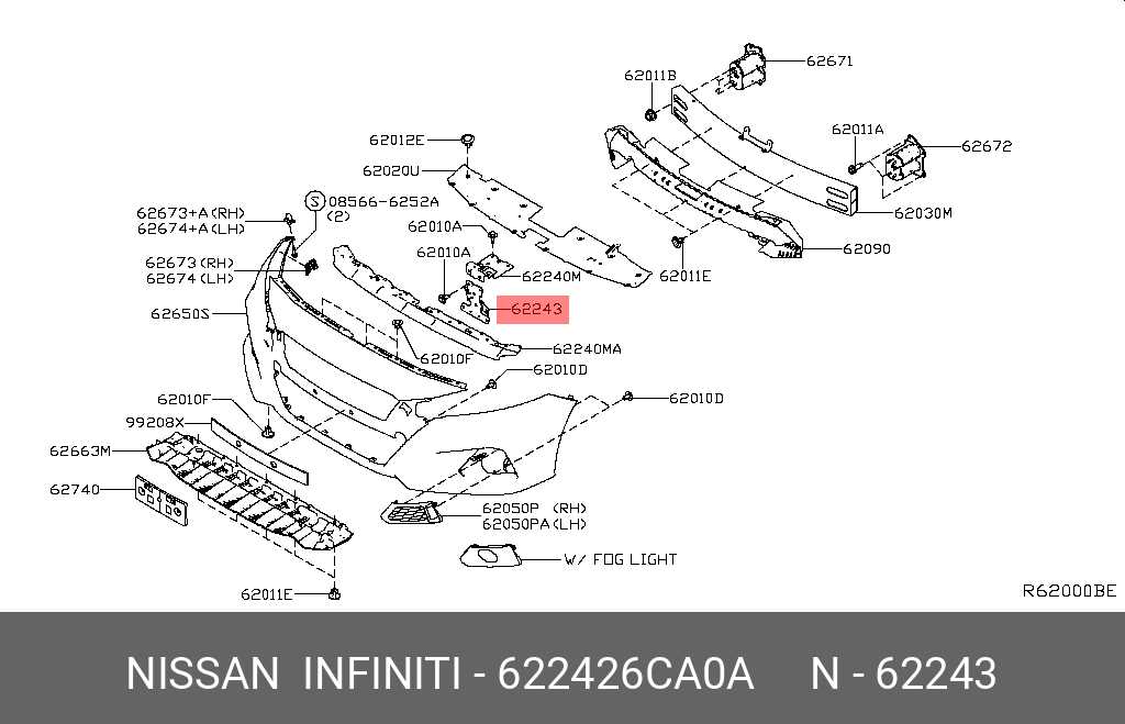 An Illustrative Diagram of the Front Bumper on a 2014 Nissan Altima