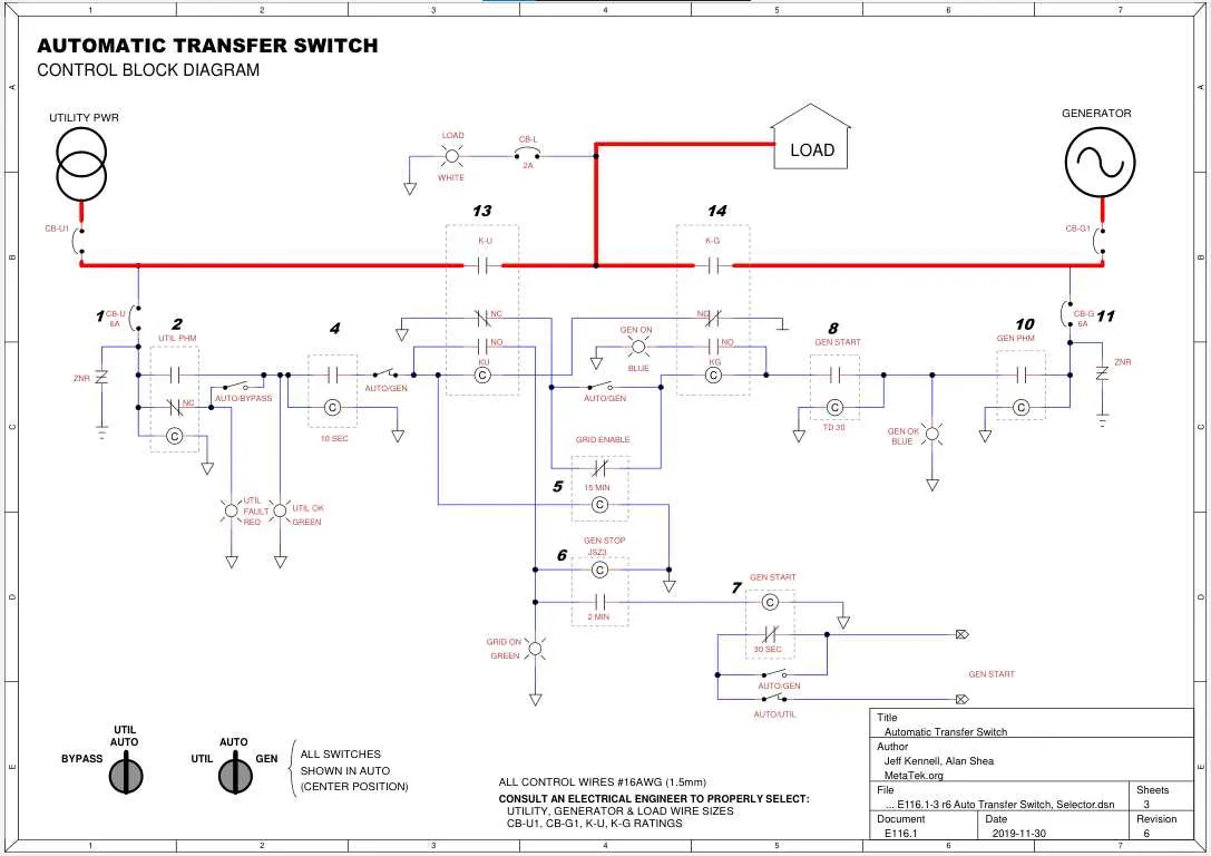 automatic transfer switch electrical diagram