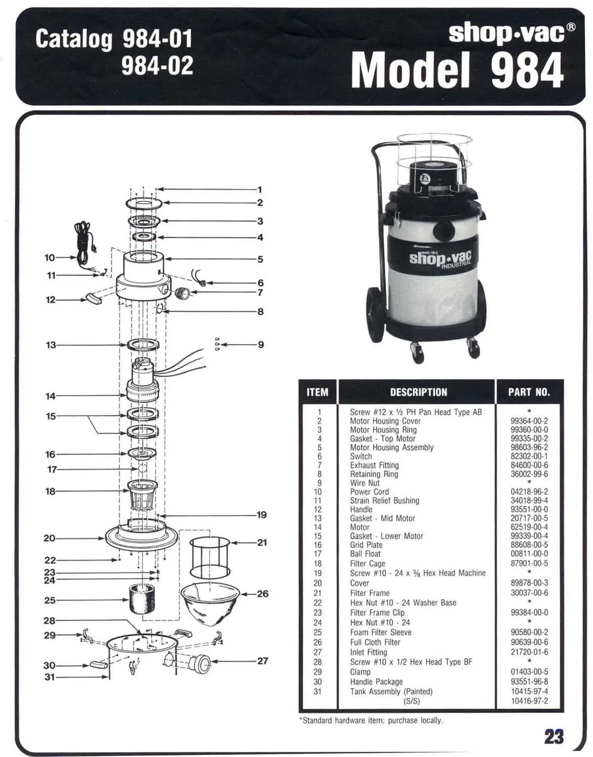 shop vac parts diagram