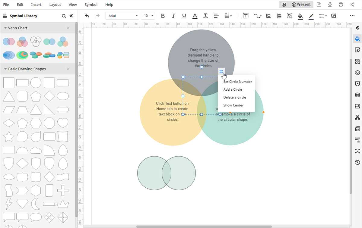 Editing and Customizing a Venn Diagram in Google Docs
