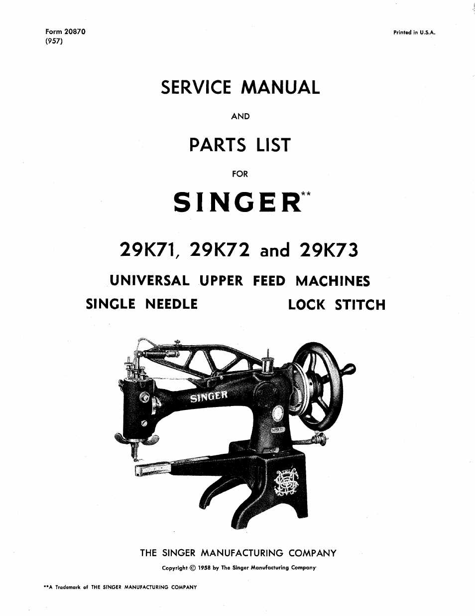 Singer 29k parts diagram