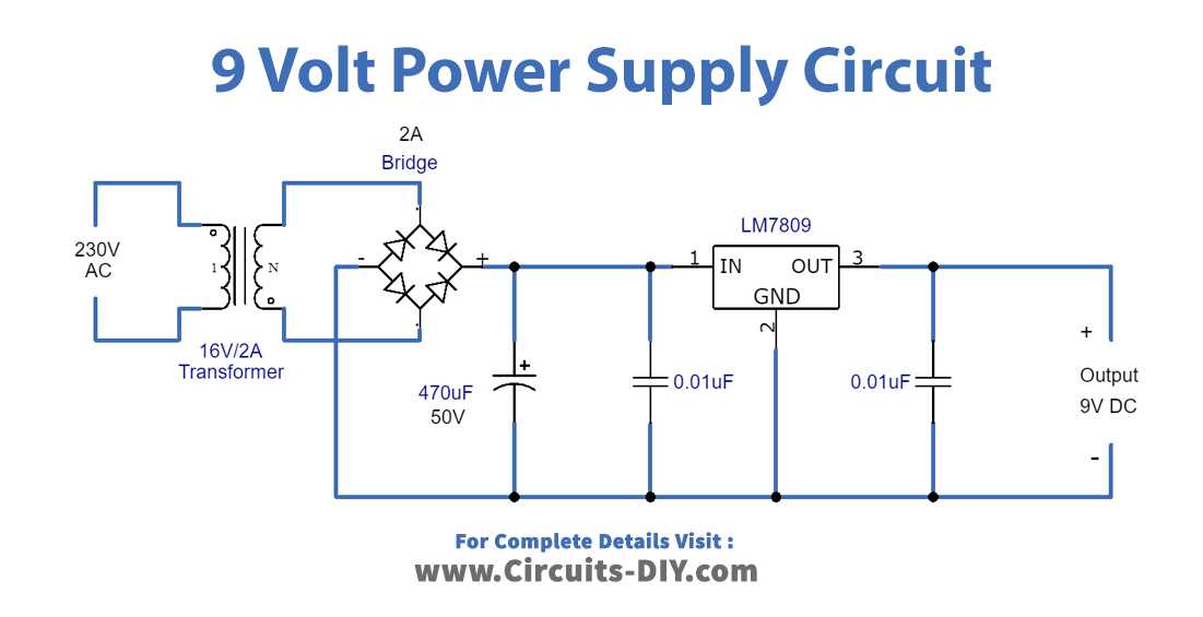 12v dc regulated power supply circuit diagram