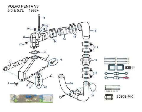 volvo penta 5.7 thermostat housing diagram