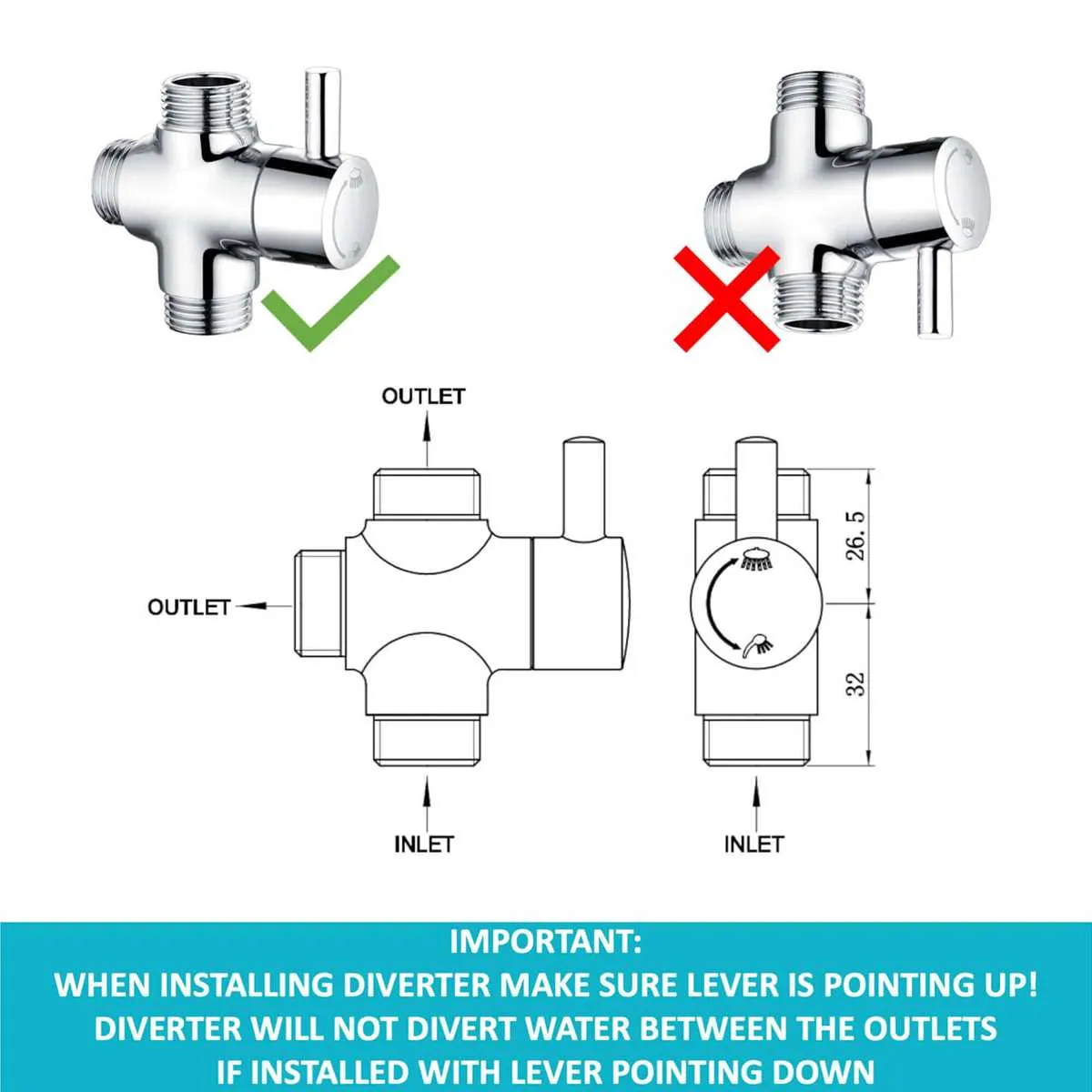 3 way shower diverter valve diagram
