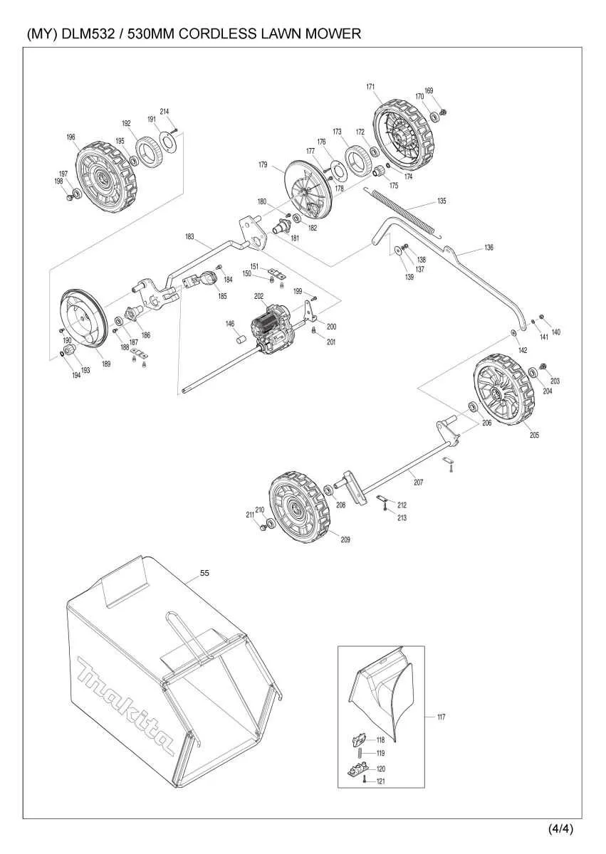 white lawn mower parts diagram