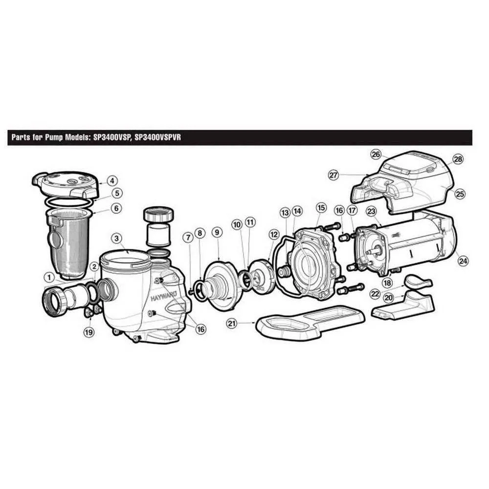 hayward pool pump parts diagram